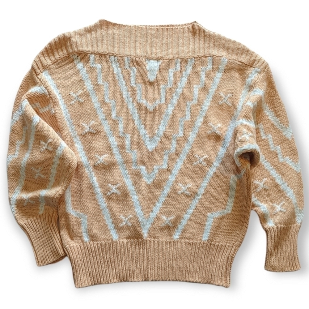 UNIONBAY Vintage Linen Blend Drop Shoulder Crewneck Patterned Sweater Size L